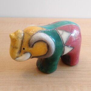 Vintage South African Raku Art Pottery | Elephant Mini